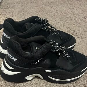 NAKED WOLFE Women's Black and White Sneakers